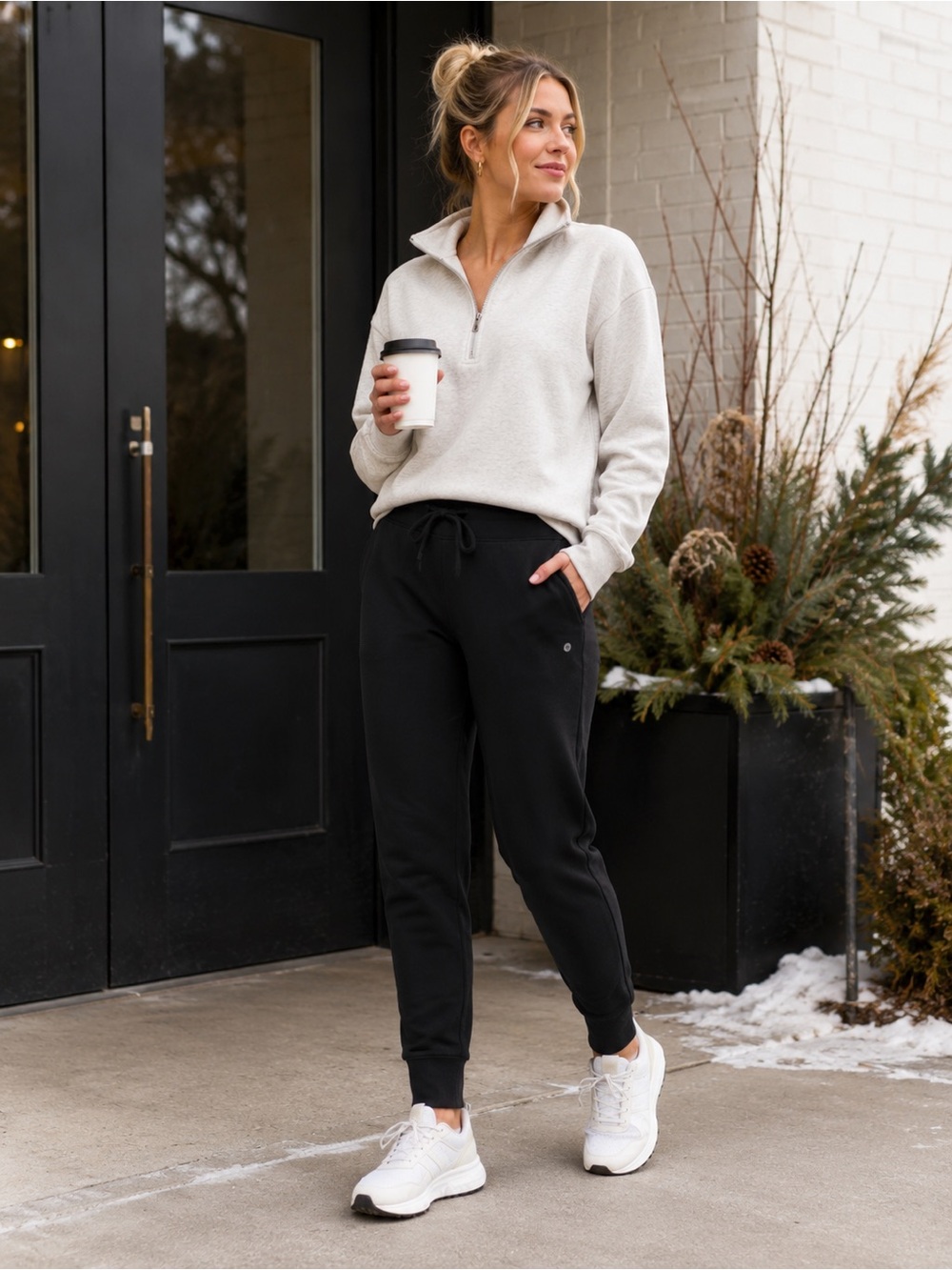 Bayleaf‎ Black High Waisted Fleece Jogger Pants XL